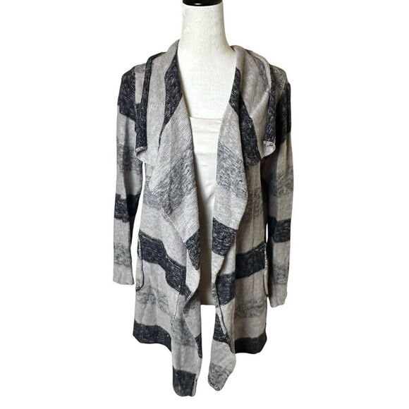 Habitat Linen Cotton Open Front Cardigan Jacket Small | Boho Striped Lagenlook - Picture 1 of 9